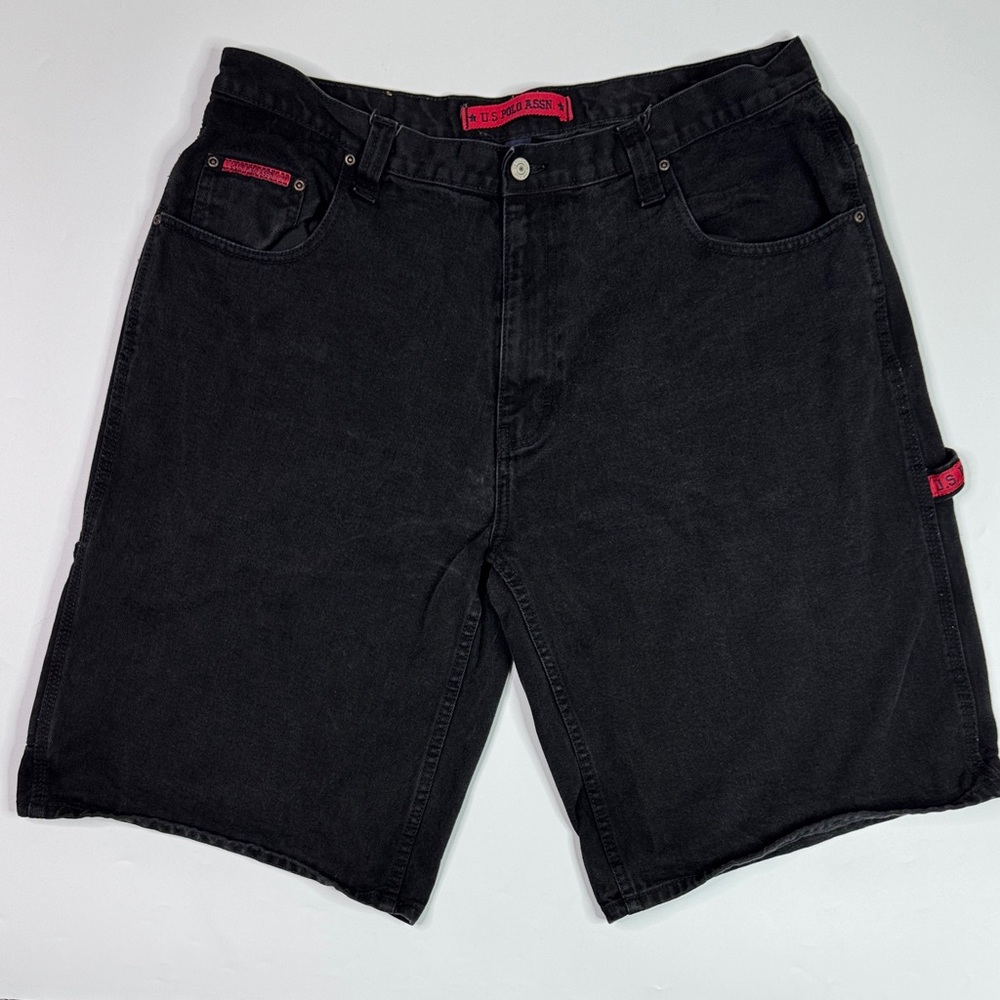 Vintage U.S. Polo Assn Black Carpenter Shorts Size 40 Y2K